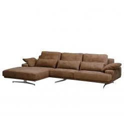 Ars manufacti Ecksofa Lurrip I - Echtleder - Braun - Longchair davorstehend links