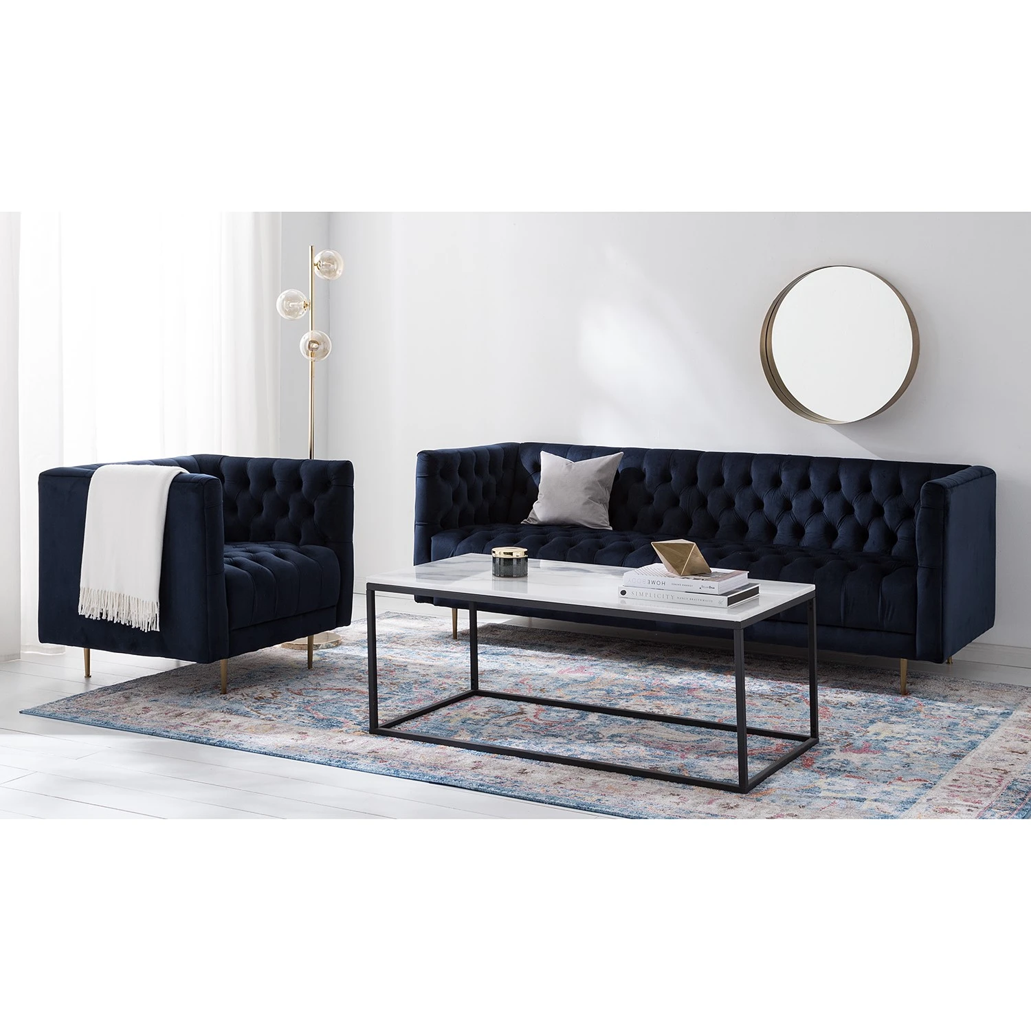 Jack & Alice Sofa Reynella II (3-sitzer) - Samt - Marineblau 3 Jack & Alice Sofa Reynella II (3-sitzer) - Samt - Marineblau – Bild 3