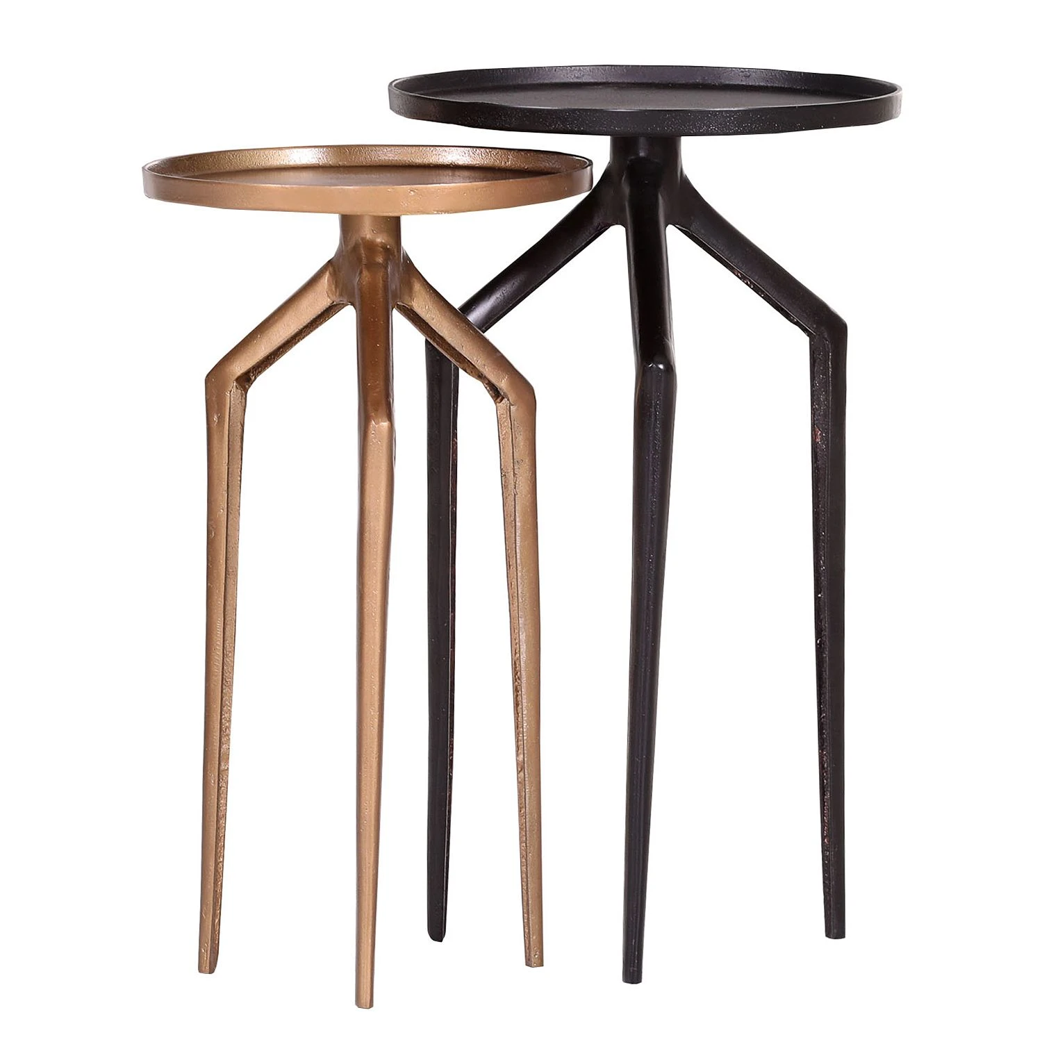 Ars manufacti Beistelltisch Nikko I (2-teilig) - Aluminium - Messing / Schwarz 1 Ars manufacti Beistelltisch Nikko I (2-teilig) - Aluminium - Messing / Schwarz