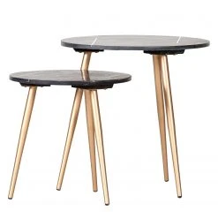 Jack & Alice Beistelltisch Marbollo I (2-teilig) - Marmor / Metall - Anthrazit / Gold