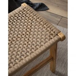 Ars manufacti Hocker Sulina - Papiergeflecht / Teakholz massiv - Natur / Teak -Wohnzimmermöbel boutique en ligne 1000183940 200529 13172300008 DETAILS P000000001000183940