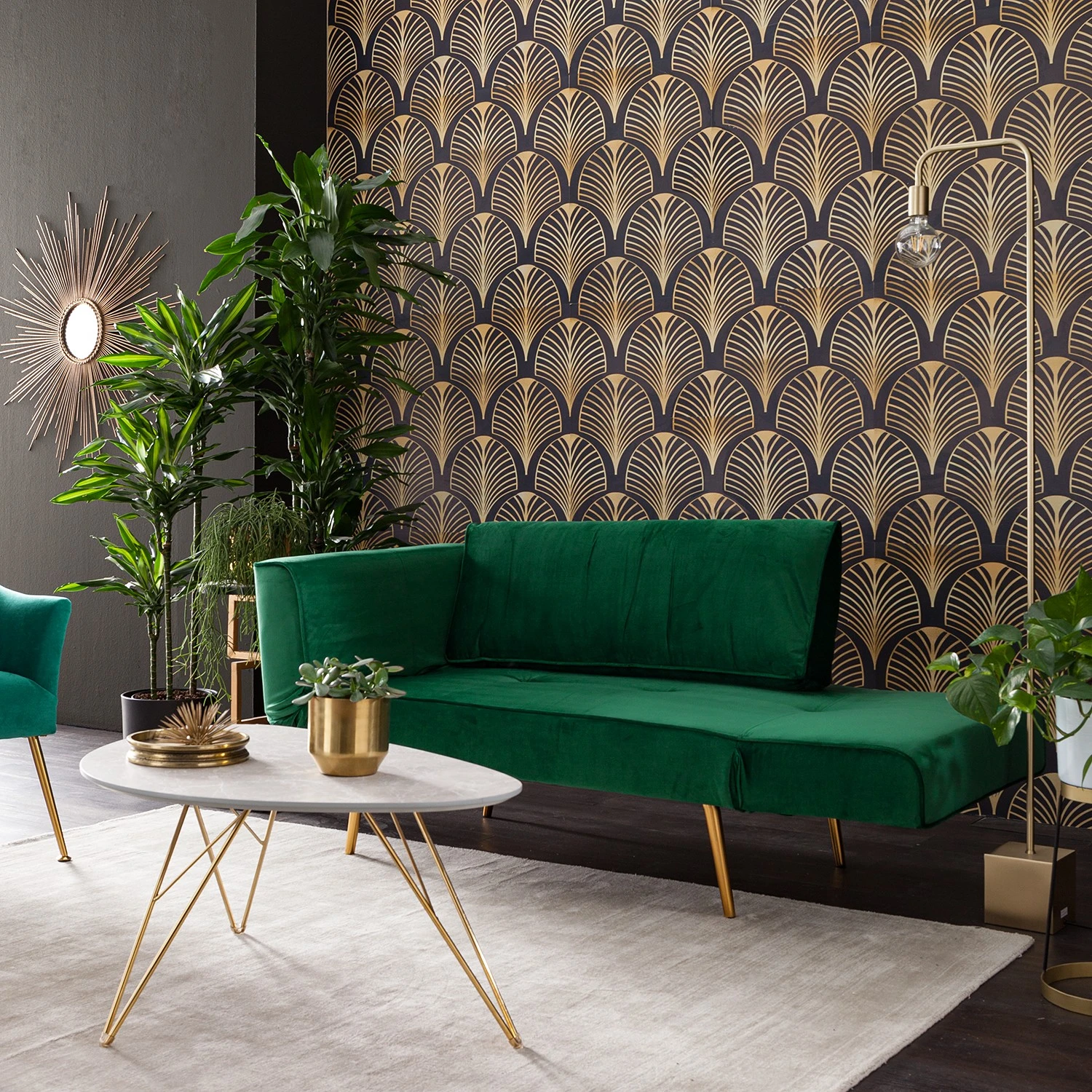 Jack & Alice Schlafsofa Behram III - Samt - Dunkelgrün 3 Jack & Alice Schlafsofa Behram III - Samt - Dunkelgrün – Bild 3