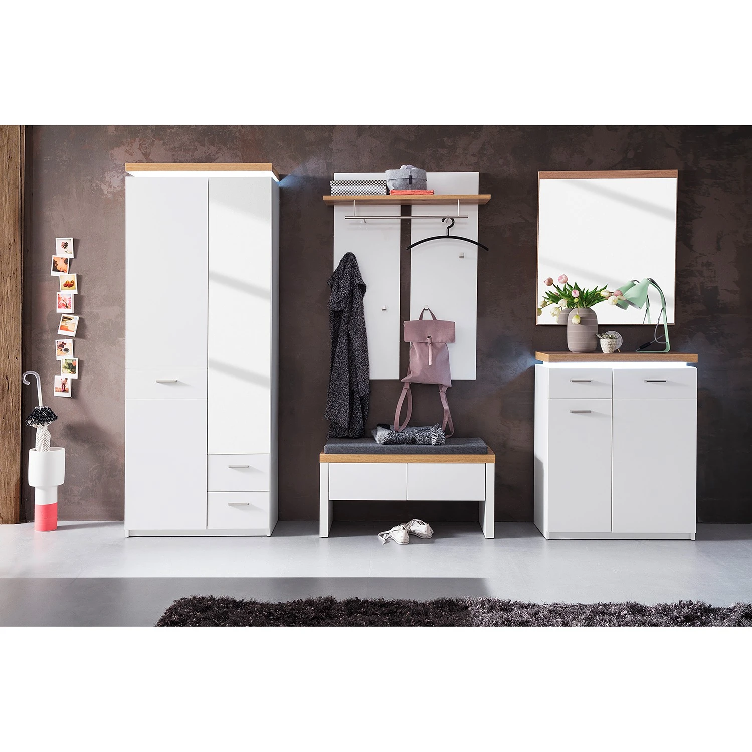 Loftscape Schuhkommode Mundai - Inkl. Beleuchtung - Weiß / Eiche Wotan Dekor 3 Loftscape Schuhkommode Mundai - Inkl. Beleuchtung - Weiß / Eiche Wotan Dekor – Bild 3