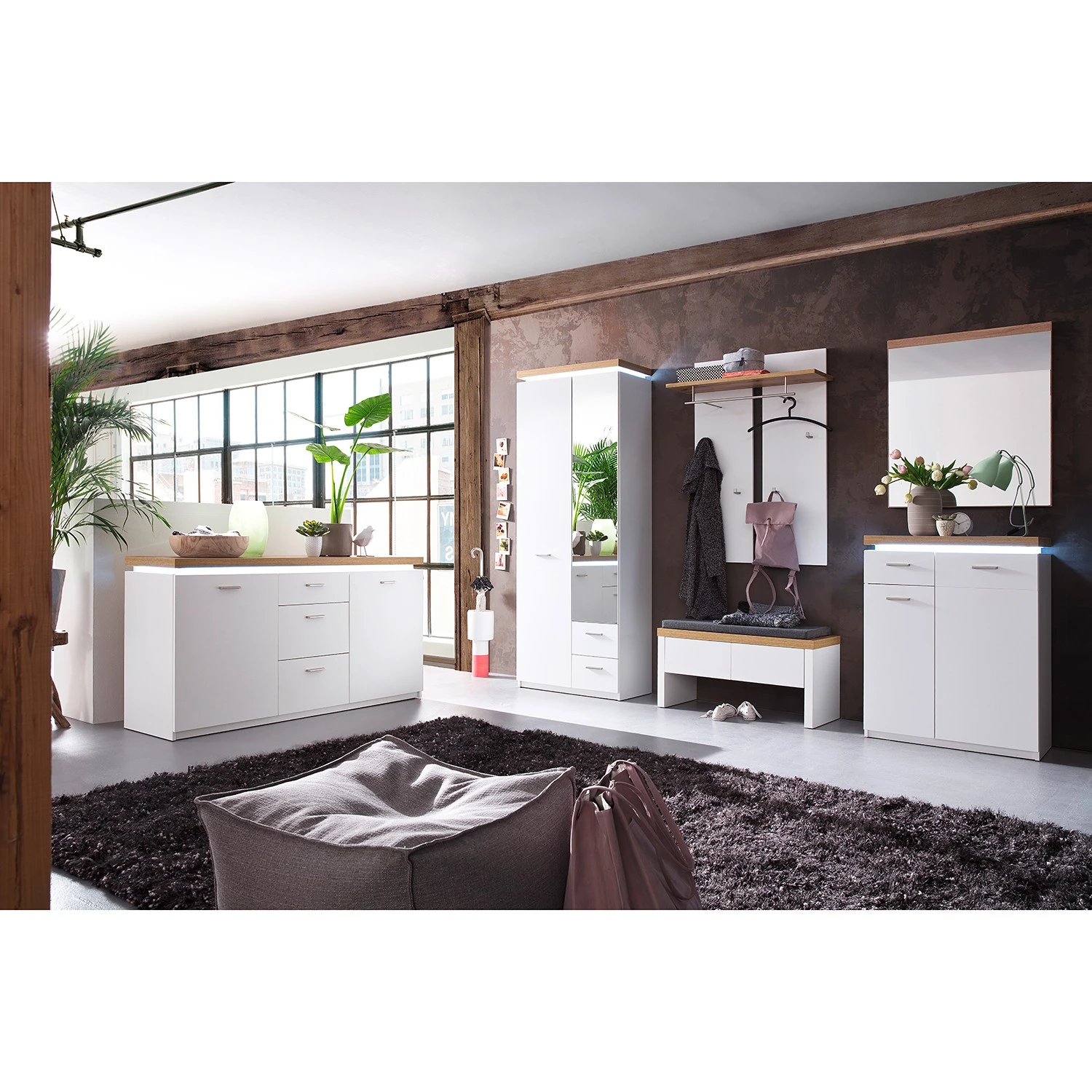 Loftscape Sideboard Mundai - Inkl. Beleuchtung - Weiß / Eiche Wotan Dekor 2 Loftscape Sideboard Mundai - Inkl. Beleuchtung - Weiß / Eiche Wotan Dekor – Bild 2