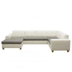 Ars Natura Wohnlandschaften Roblin II - Strukturstoff / Kunstleder - Grau / Weiß - Longchair davorstehend links - Schlaffunktion - Bettkasten -Wohnzimmermöbel boutique en ligne 1000186855 200723 19000600473 DETAILS P000000001000186855