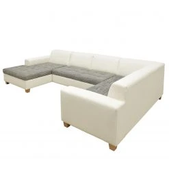 Ars Natura Wohnlandschaften Roblin II - Strukturstoff / Kunstleder - Grau / Weiß - Longchair davorstehend links - Schlaffunktion - Bettkasten -Wohnzimmermöbel boutique en ligne 1000186855 200723 19000700477 DETAILS P000000001000186855