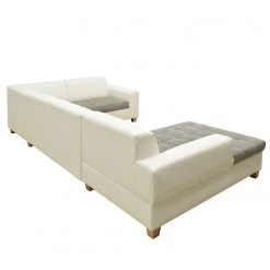 Ars Natura Wohnlandschaften Roblin II - Strukturstoff / Kunstleder - Grau / Weiß - Longchair davorstehend links - Schlaffunktion - Bettkasten -Wohnzimmermöbel boutique en ligne 1000186855 200723 19000800478 DETAILS P000000001000186855