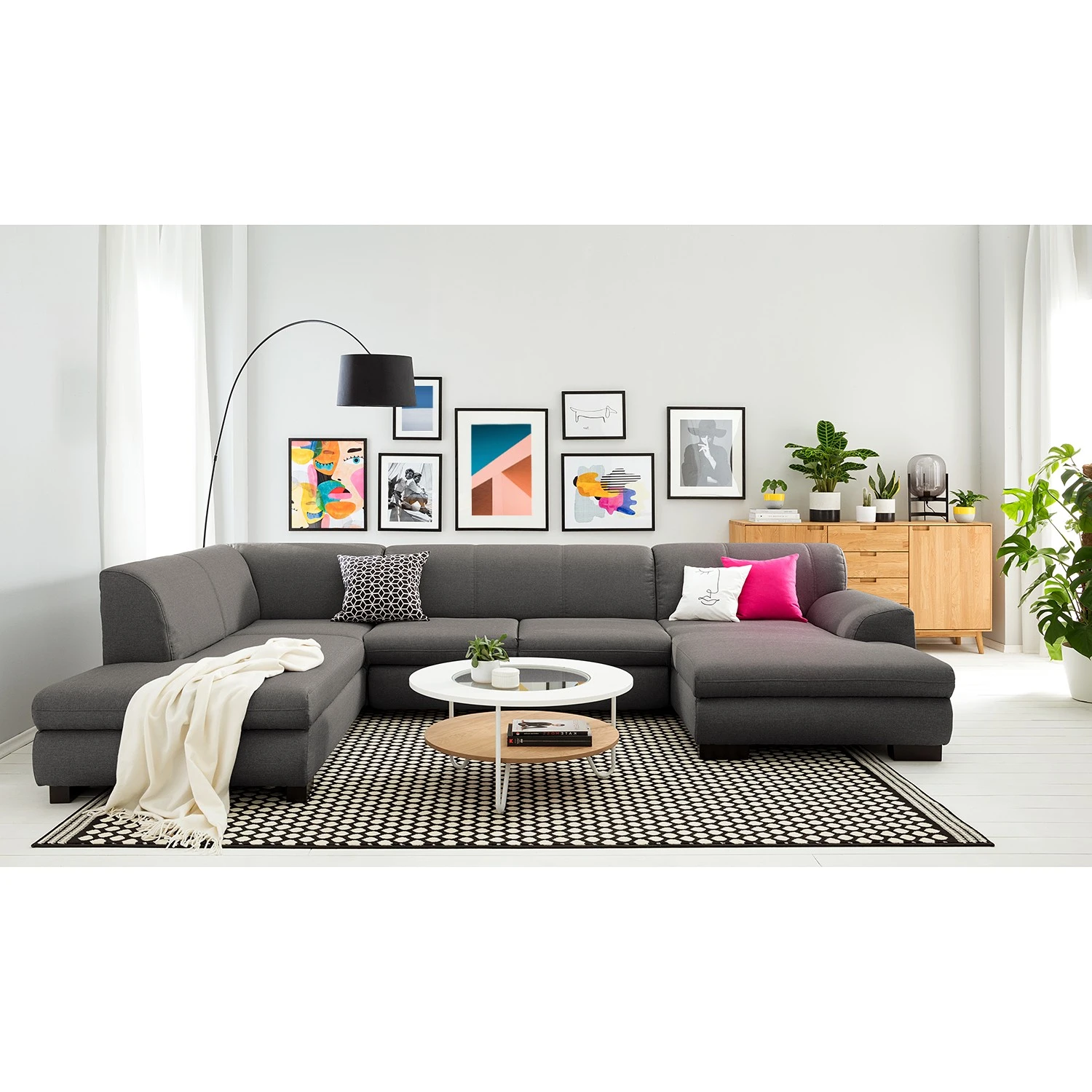 Loftscape Wohnlandschaft Lefroy I - Flachgewebe - Dunkelgrau - Longchair davorstehend rechts / Ottomane links - Schlaffunktion 2 Loftscape Wohnlandschaft Lefroy I - Flachgewebe - Dunkelgrau - Longchair davorstehend rechts / Ottomane links - Schlaffunktion – Bild 2