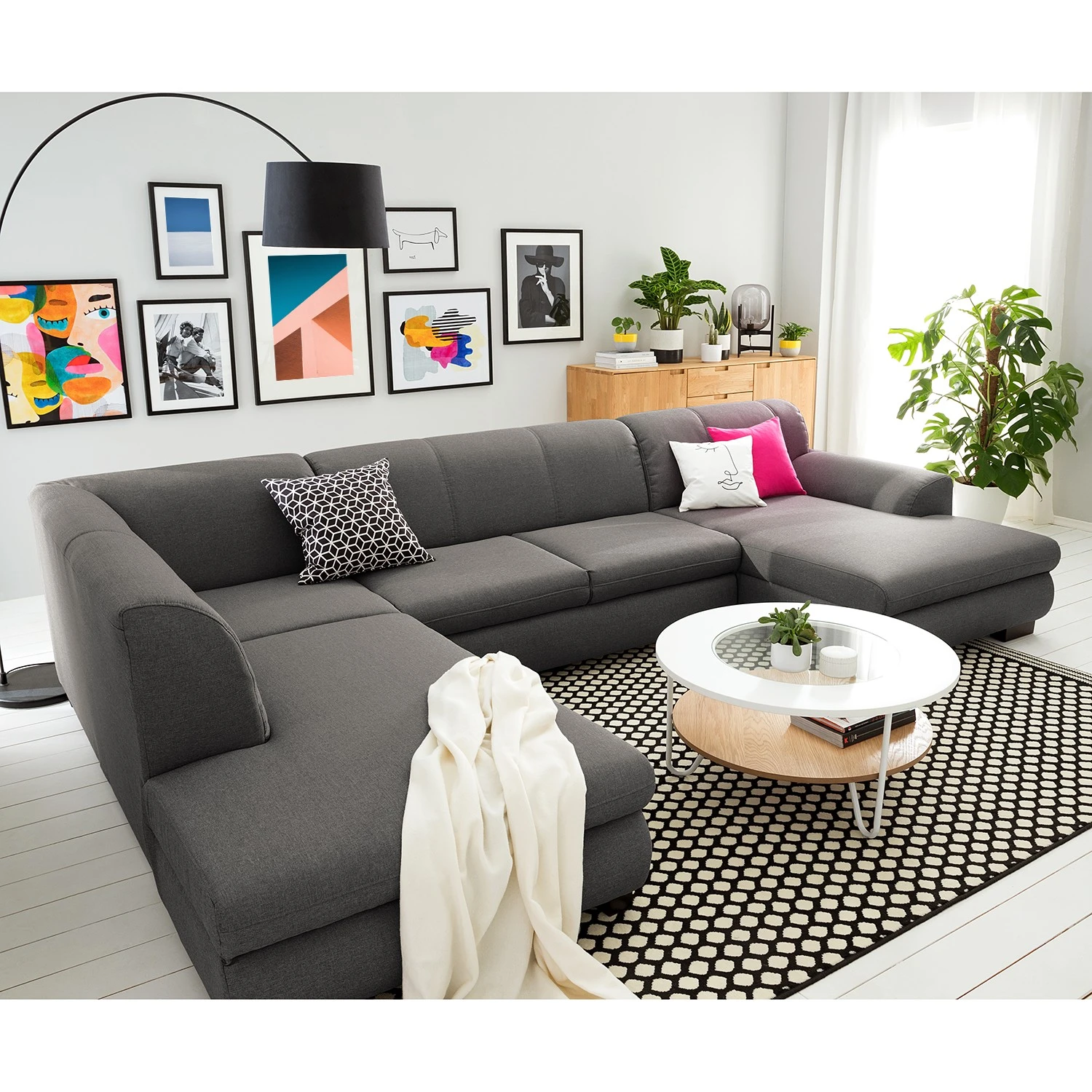 Loftscape Wohnlandschaft Lefroy I - Flachgewebe - Dunkelgrau - Longchair davorstehend rechts / Ottomane links - Schlaffunktion 3 Loftscape Wohnlandschaft Lefroy I - Flachgewebe - Dunkelgrau - Longchair davorstehend rechts / Ottomane links - Schlaffunktion – Bild 3