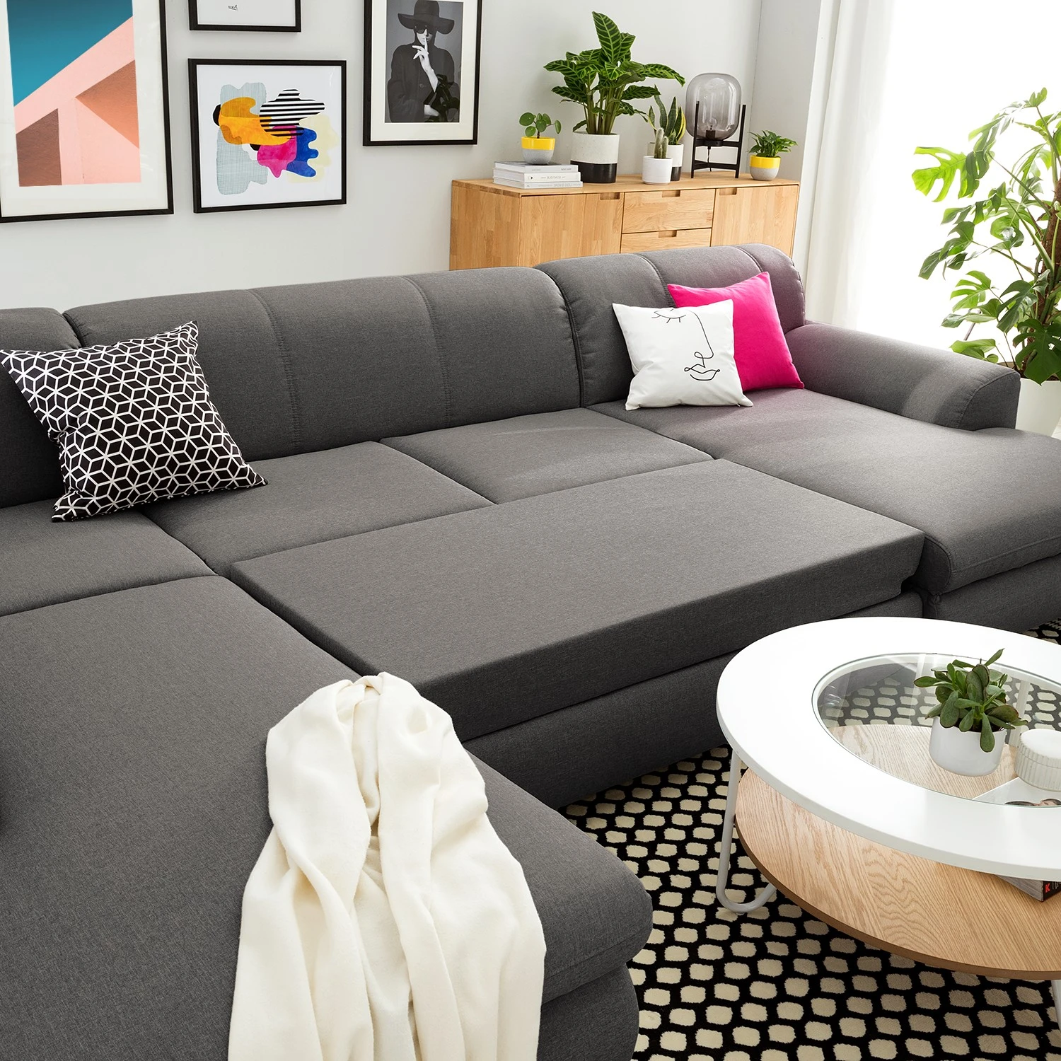 Loftscape Wohnlandschaft Lefroy I - Flachgewebe - Dunkelgrau - Longchair davorstehend rechts / Ottomane links - Schlaffunktion 4 Loftscape Wohnlandschaft Lefroy I - Flachgewebe - Dunkelgrau - Longchair davorstehend rechts / Ottomane links - Schlaffunktion – Bild 4