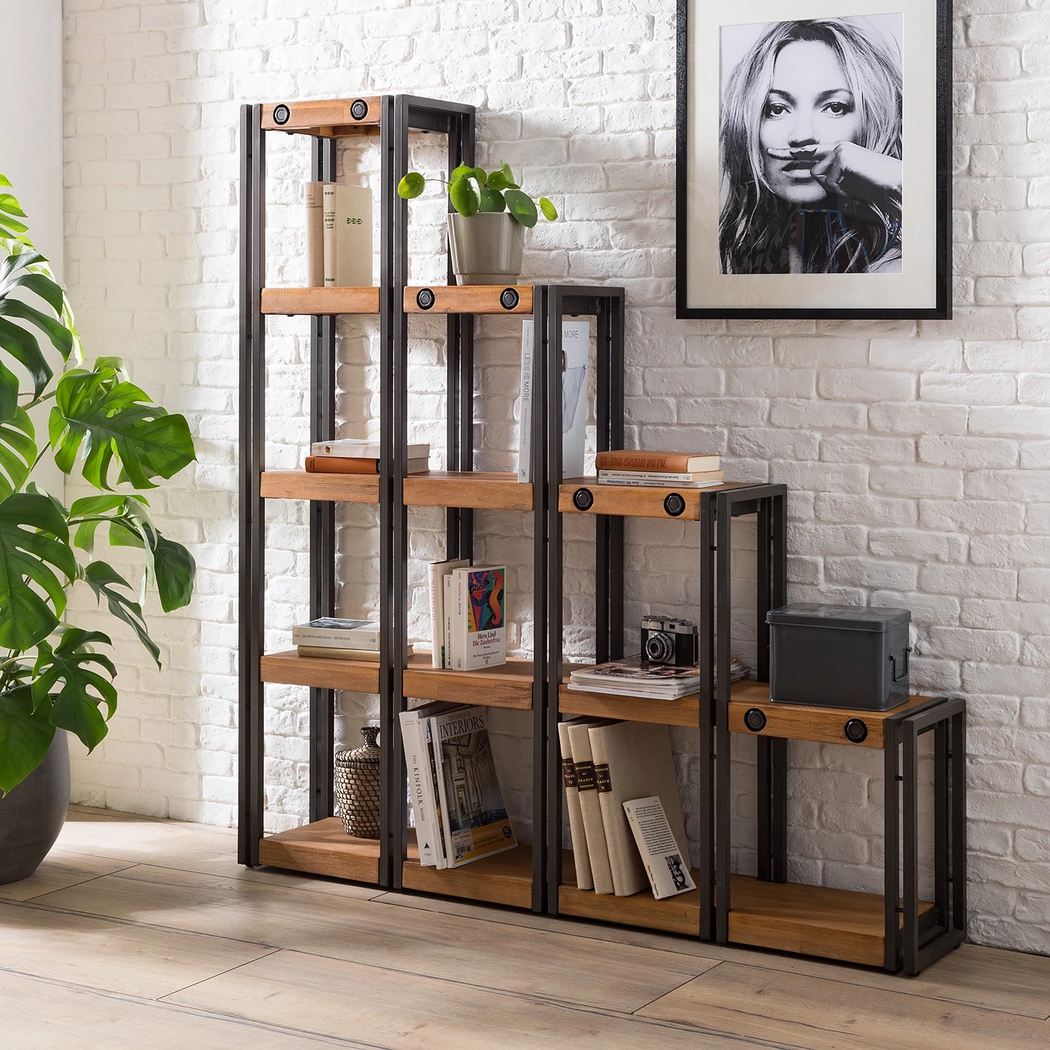 Ars manufacti Stufenregal Manchester - Akazie massiv / Metall - Akazie / Anthrazit 2 Ars manufacti Stufenregal Manchester - Akazie massiv / Metall - Akazie / Anthrazit – Bild 2