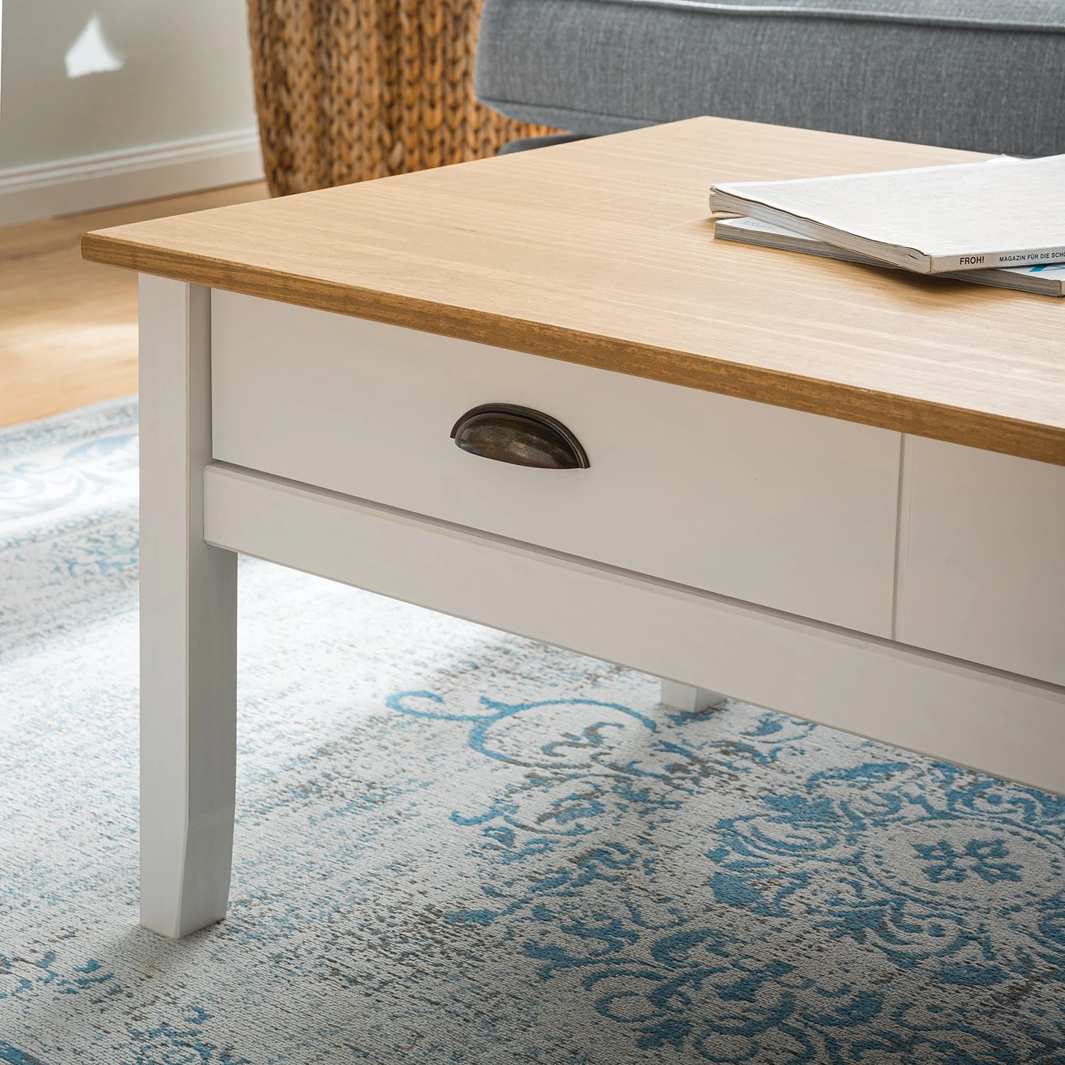 Maison Belfort Couchtisch Rivery - Kiefer massiv - Weiß 3 Maison Belfort Couchtisch Rivery - Kiefer massiv - Weiß – Bild 3