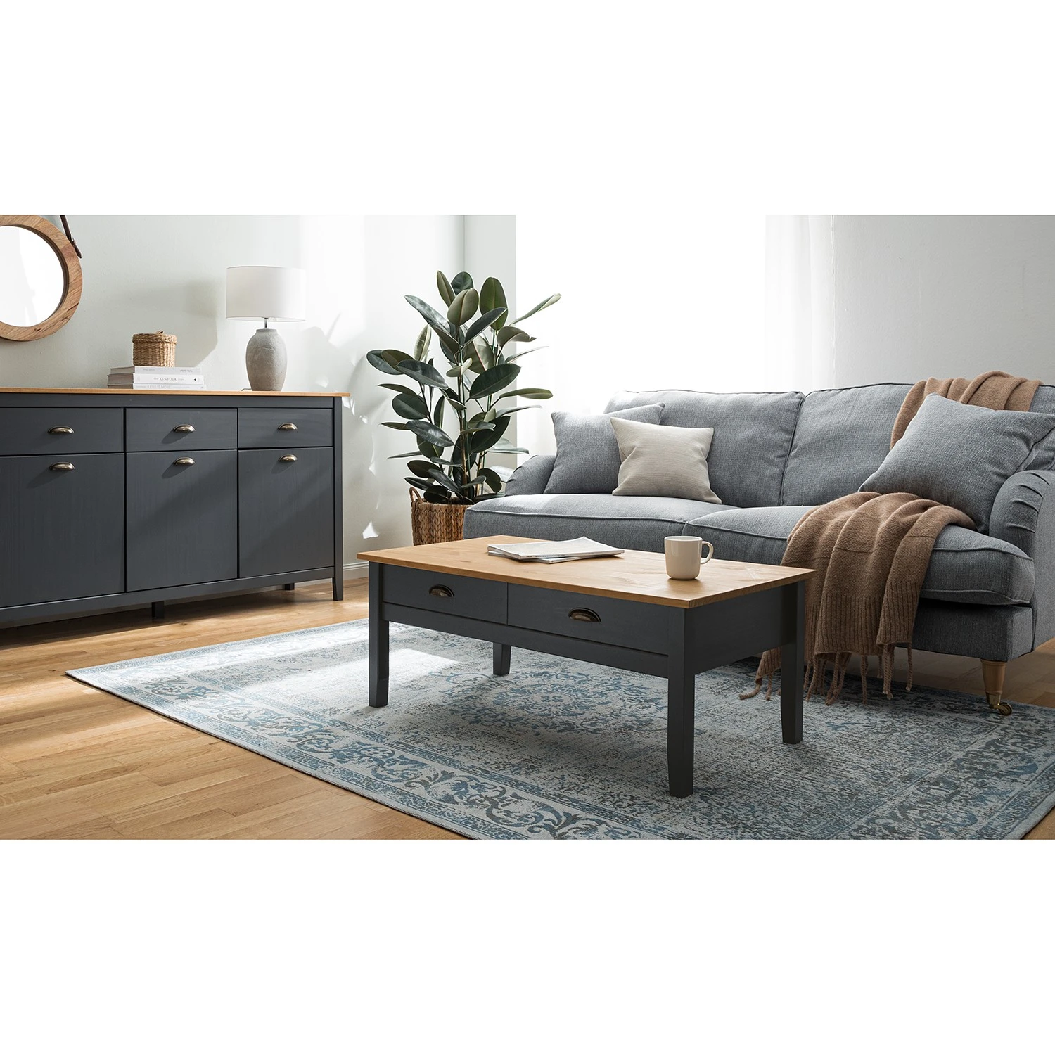 Maison Belfort Couchtisch Rivery - Kiefer massiv - Anthrazit 2 Maison Belfort Couchtisch Rivery - Kiefer massiv - Anthrazit – Bild 2