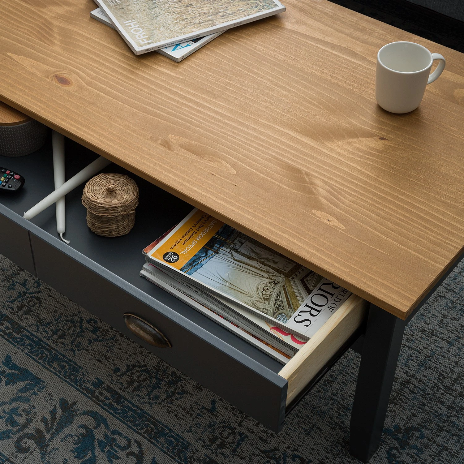 Maison Belfort Couchtisch Rivery - Kiefer massiv - Anthrazit 6 Maison Belfort Couchtisch Rivery - Kiefer massiv - Anthrazit – Bild 6