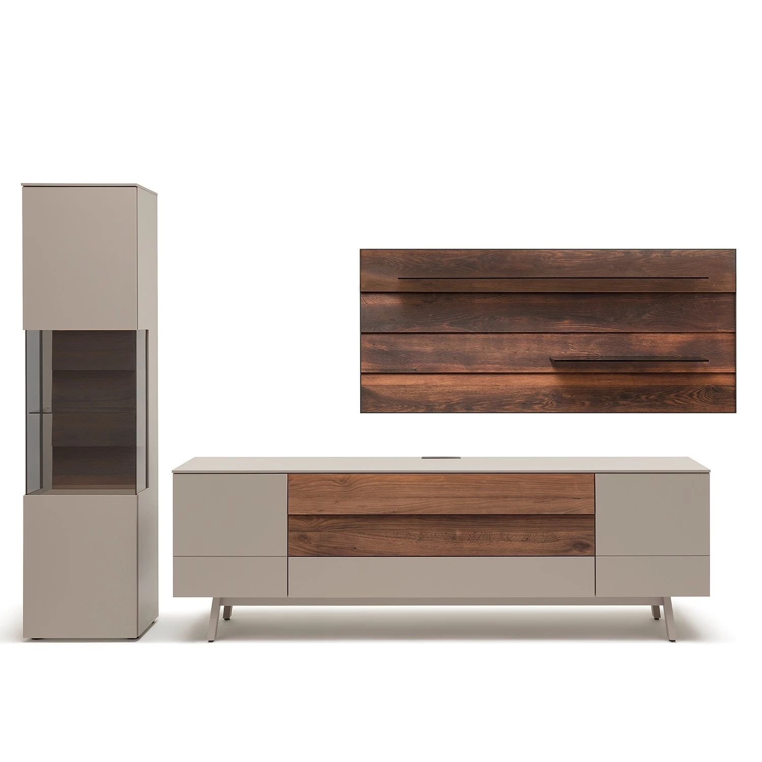 GWINNER Wohnkombination Misano II (3-teilig) - Saharagrau / Balkeneiche - Ohne Beleuchtung 2 GWINNER Wohnkombination Misano II (3-teilig) - Saharagrau / Balkeneiche - Ohne Beleuchtung – Bild 2