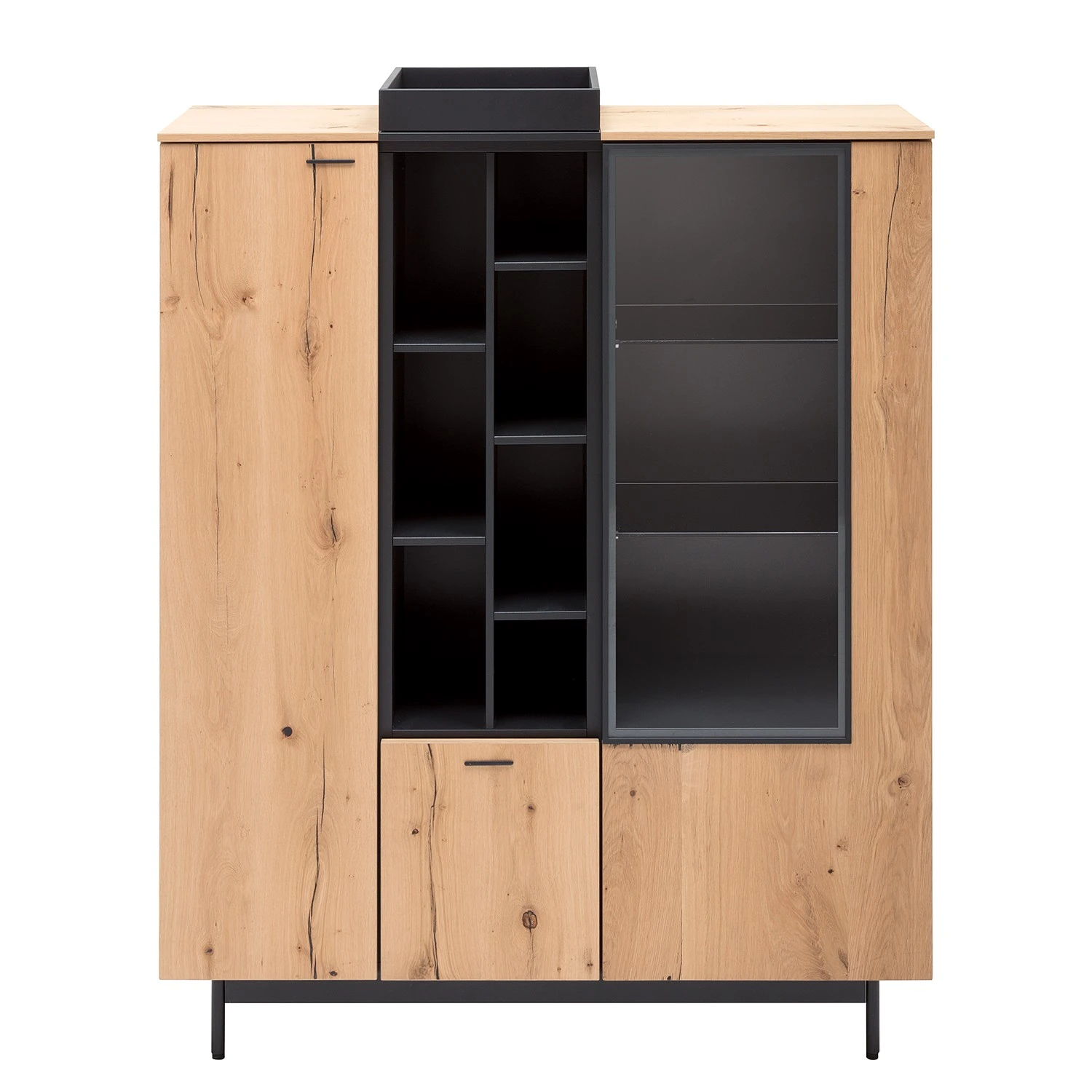 GWINNER Highboard Style - Echtholzfurnier / Metall - Eiche / Anthrazit 6 GWINNER Highboard Style - Echtholzfurnier / Metall - Eiche / Anthrazit – Bild 6