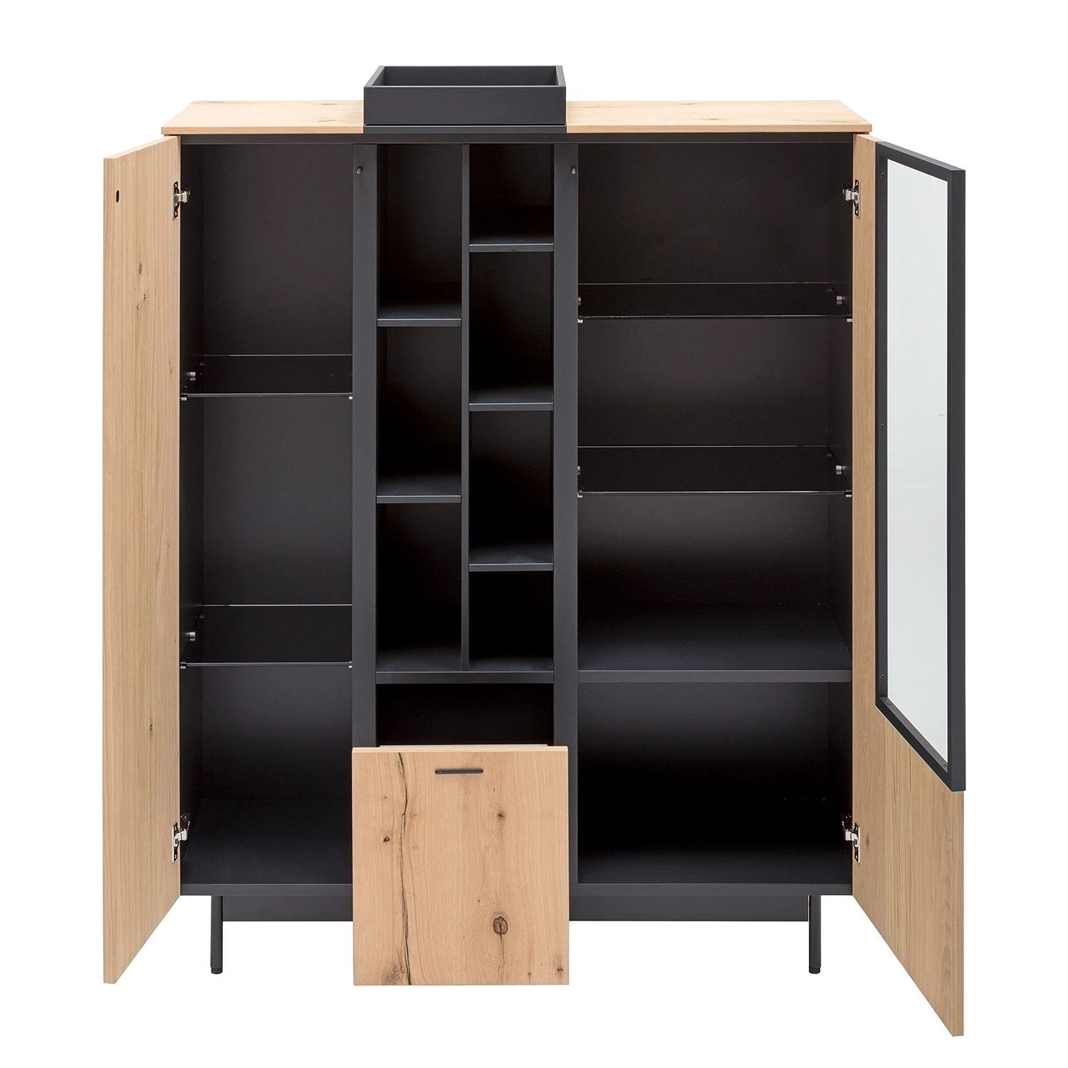 GWINNER Highboard Style - Echtholzfurnier / Metall - Eiche / Anthrazit 7 GWINNER Highboard Style - Echtholzfurnier / Metall - Eiche / Anthrazit – Bild 7