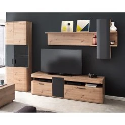 Naturoo Wohnwand Callington II (3-teilig) - Balkeneiche Dekor / Anthrazit