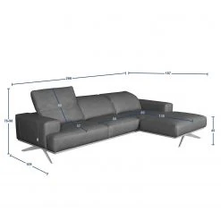 Loftscape Ecksofa Iglesia - Echtleder - Echtleder Nadra: Grau - Longchair davorstehend rechts - Silber - Buche -Wohnzimmermöbel boutique en ligne 1000189630 210722 06401600001 SKETCH DETAILS P000000001000189630 sketch