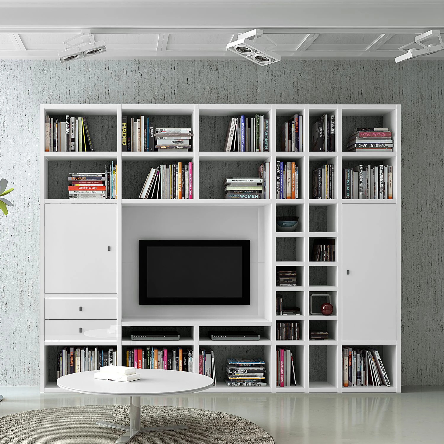 Loftscape Wohnwand Emporior II - Cremeweiß 1 Loftscape Wohnwand Emporior II - Cremeweiß