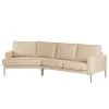 Norrwood Ecksofa Sauvo I - Samt - Webstoff Meara: Beige - Longchair davorstehend links