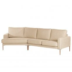 Norrwood Ecksofa Sauvo I - Samt - Webstoff Meara: Beige - Longchair davorstehend links