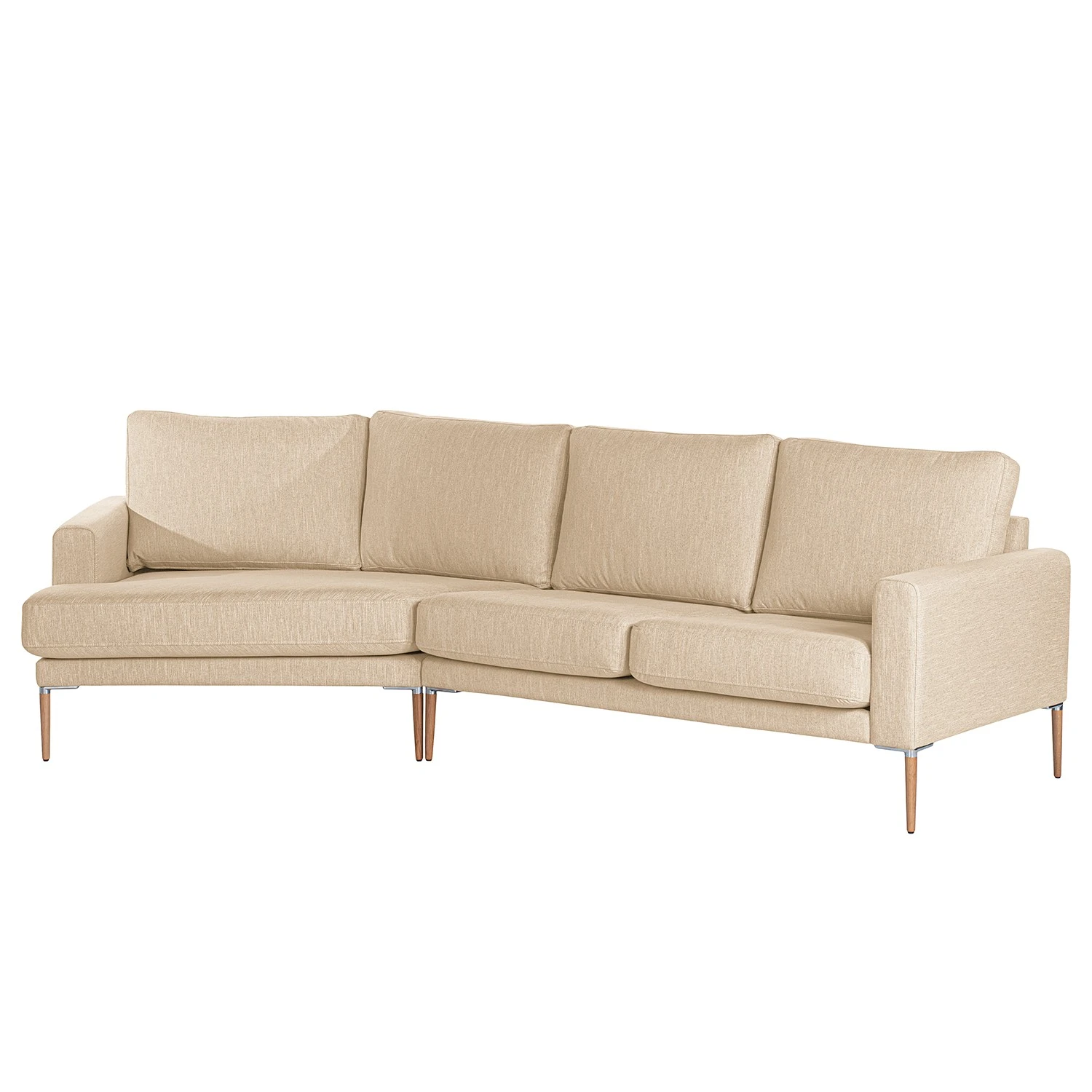 Norrwood Ecksofa Sauvo I - Samt - Webstoff Meara: Beige - Longchair davorstehend links 1 Norrwood Ecksofa Sauvo I - Samt - Webstoff Meara: Beige - Longchair davorstehend links