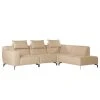 Loftscape Ecksofa Manot II - Webstoff - Beige - Ottomane davorstehend rechts - Sitztiefenverstellung