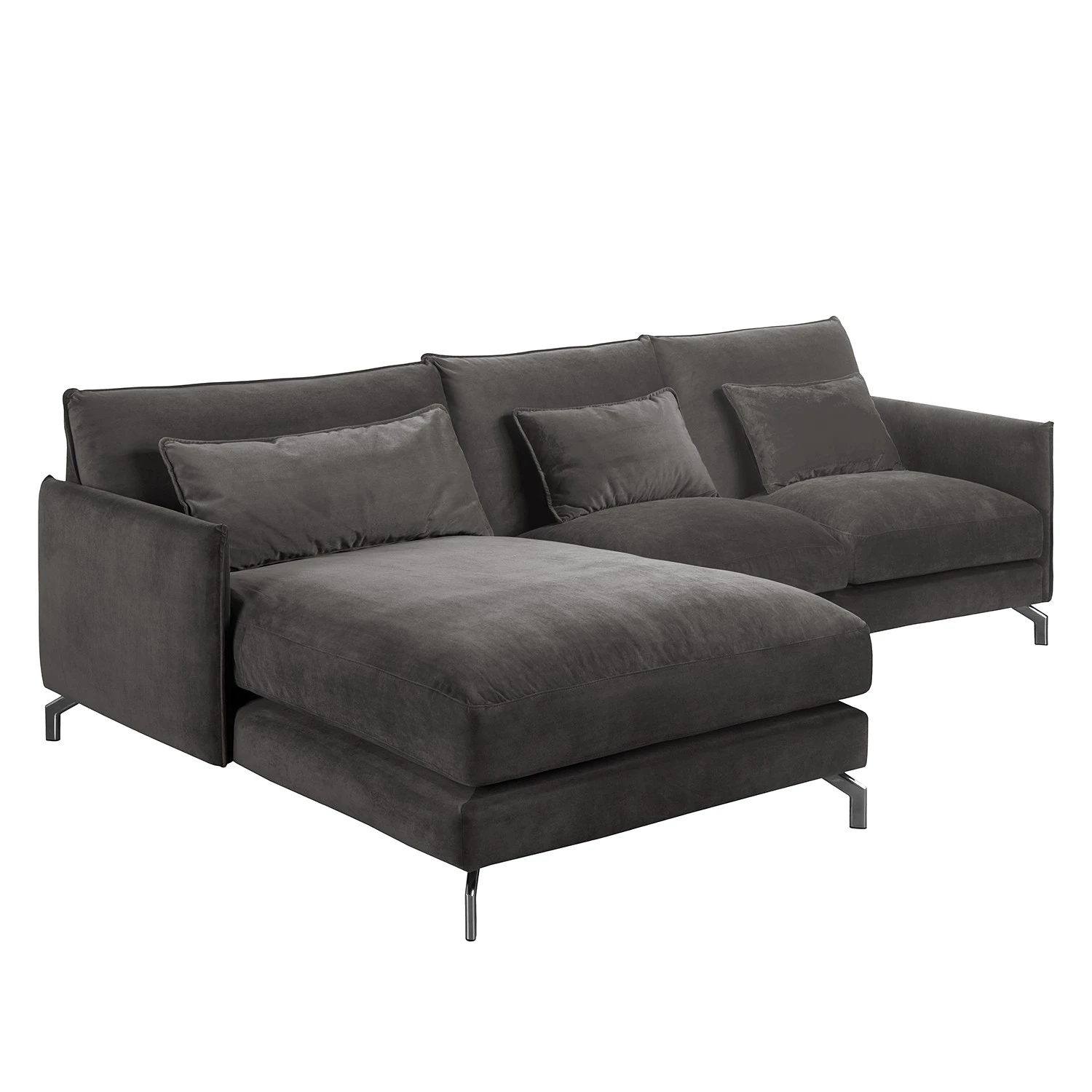 Fredriks Ecksofa Paimio - Samt - Grau - Longchair davorstehend links 5 Fredriks Ecksofa Paimio - Samt - Grau - Longchair davorstehend links – Bild 5