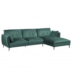 Jack & Alice Ecksofa Narpio - Samt - Petrol - Longchair davorstehend rechts