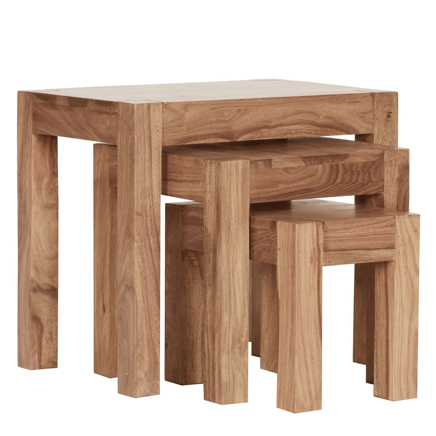 Naturoo Beistelltisch-Set Woodfin (3er-Set) - Akazie massiv 1 Naturoo Beistelltisch-Set Woodfin (3er-Set) - Akazie massiv