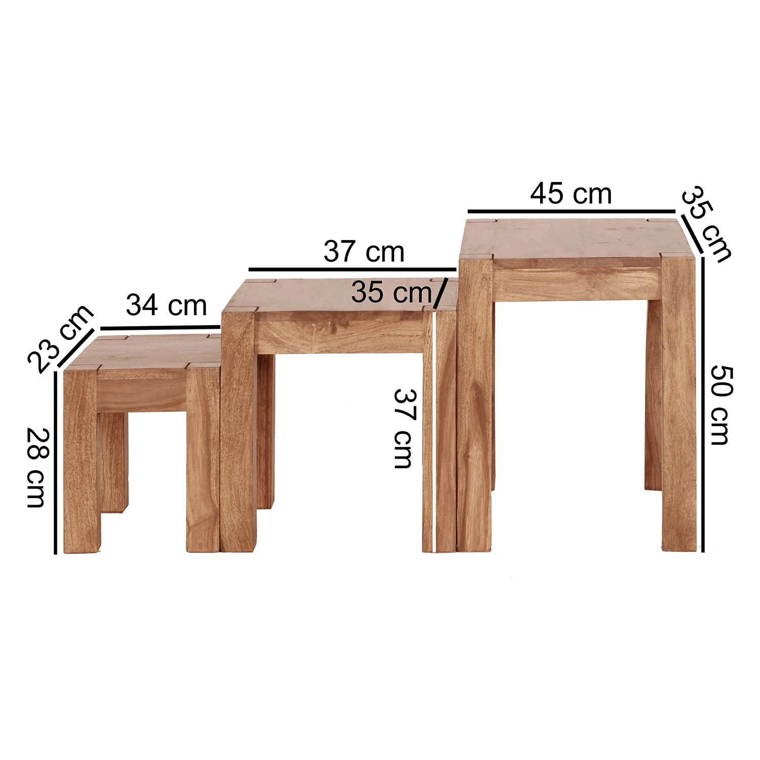 Naturoo Beistelltisch-Set Woodfin (3er-Set) - Akazie massiv 6 Naturoo Beistelltisch-Set Woodfin (3er-Set) - Akazie massiv – Bild 6