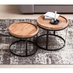 Naturoo Beistelltisch Palos I (2er-Set) - Akazie massiv / Metall - Akazie / Schwarz -Wohnzimmermöbel boutique en ligne 1000194221 200108 10051100122 MOOD DETAILS P000000001000194221 mood