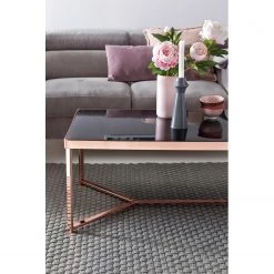 Jack & Alice Couchtisch Southlake - Glas / Metall - Schwarz / Kupfer -Wohnzimmermöbel boutique en ligne 1000194265 200108 10054800389 DETAILS P000000001000194265