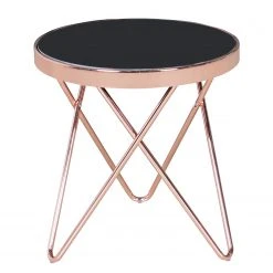 Jack & Alice Beistelltisch Morgan - Glas / Metall - Schwarz / Kupfer