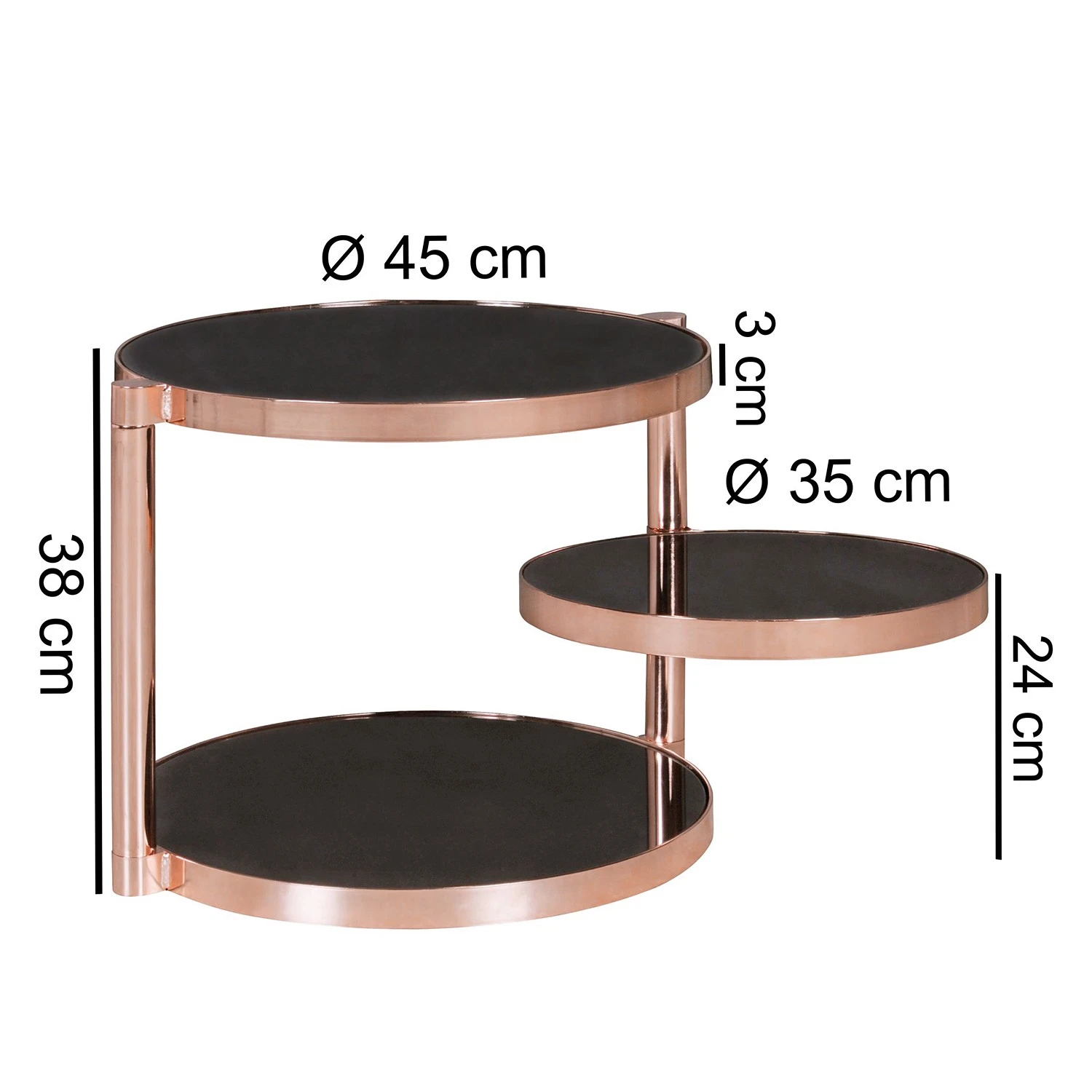 Jack & Alice Beistelltisch Cotopaxi - Glas / Metall - Schwarz / Kupfer 6 Jack & Alice Beistelltisch Cotopaxi - Glas / Metall - Schwarz / Kupfer – Bild 6