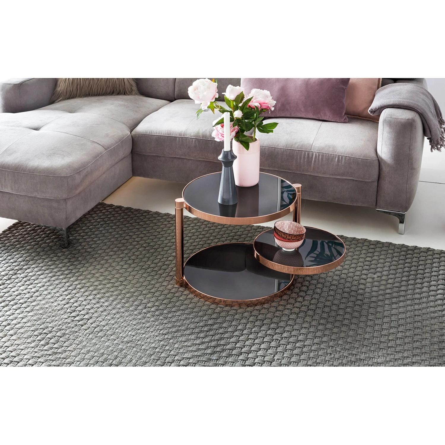 Jack & Alice Beistelltisch Cotopaxi - Glas / Metall - Schwarz / Kupfer 2 Jack & Alice Beistelltisch Cotopaxi - Glas / Metall - Schwarz / Kupfer – Bild 2