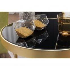 Jack & Alice Beistelltisch Morgan - Glas / Metall - Schwarz / Gold -Wohnzimmermöbel boutique en ligne 1000194301 200108 10061900595 DETAILS P000000001000194301