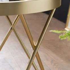 Jack & Alice Beistelltisch Morgan - Glas / Metall - Schwarz / Gold -Wohnzimmermöbel boutique en ligne 1000194301 200108 10061900596 DETAILS P000000001000194301