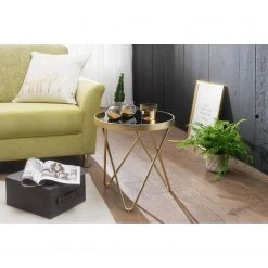 Jack & Alice Beistelltisch Morgan - Glas / Metall - Schwarz / Gold -Wohnzimmermöbel boutique en ligne 1000194301 200108 10061900597 MOOD DETAILS P000000001000194301 mood