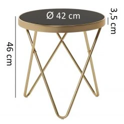 Jack & Alice Beistelltisch Morgan - Glas / Metall - Schwarz / Gold -Wohnzimmermöbel boutique en ligne 1000194301 200108 10061900598 SKETCH DETAILS P000000001000194301 sketch