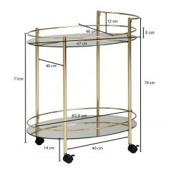 Jack & Alice Servierwagen Gowlan - Glas / Metall - Gold -Wohnzimmermöbel boutique en ligne 1000194322 200108 10063300713 SKETCH DETAILS P000000001000194322 sketch