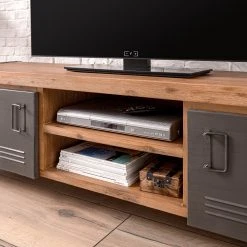 Ars manufacti Wohnwand Manchester II (4-teilig) - Akazie massiv / Metall - Akazie / Anthrazit -Wohnzimmermöbel boutique en ligne 1000196081 200430 15160000025 DETAILS P000000001000196081