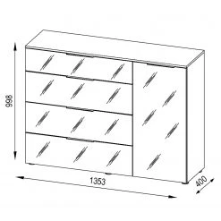 Maja Möbel Kommode Trend V - Glas - Weiß / Eiche Sonoma Dekor -Wohnzimmermöbel boutique en ligne 1000197467 191129 08042000006 SKETCH DETAILS P000000001000197467 sketch