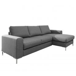 Fredriks Ecksofa Sagata - Webstoff - Grau - Longchair davorstehend rechts - Bettkasten - Schlaffunktion für dauerhafte Nutzung