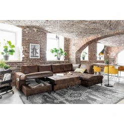 Ars manufacti Wohnlandschaft Sagata - Microfaser - Vintage Braun - Ottomane davorstehend rechts - Bettkasten - Schlaffunktion -Wohnzimmermöbel boutique en ligne 1000198268 200330 17010900244 MOOD DETAILS P000000001000198268 mood