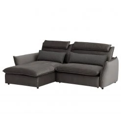 Fredriks Ecksofa Coolin - Samt - Dunkelbraun - Longchair davorstehend links - Schlaffunktion - Bettkasten