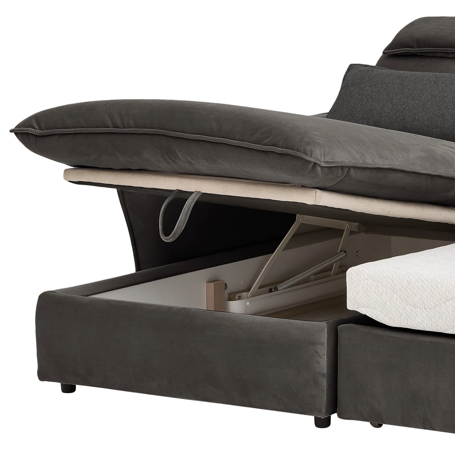 Fredriks Ecksofa Coolin - Samt - Dunkelbraun - Longchair davorstehend links - Schlaffunktion - Bettkasten 8 Fredriks Ecksofa Coolin - Samt - Dunkelbraun - Longchair davorstehend links - Schlaffunktion - Bettkasten – Bild 8