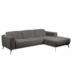 Fredriks Ecksofa Basin I - Webstoff - Dunkelgrau - Longchair davorstehend rechts