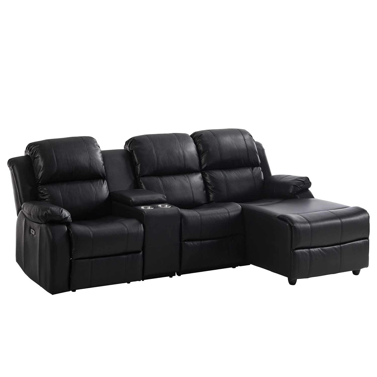 Modoform Ecksofa Mendis - Kunstleder - Schwarz - Ottomane davorstehend rechts 1 Modoform Ecksofa Mendis - Kunstleder - Schwarz - Ottomane davorstehend rechts